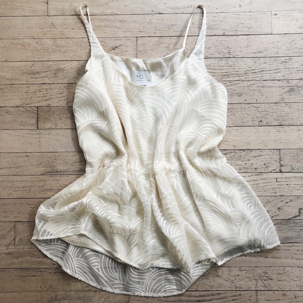 NWT HD Anthropologie cream peplum tank